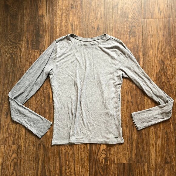 Hollister Grey Ribbed Slim Crew Neck Tee Size Small - Picture 2 of 4